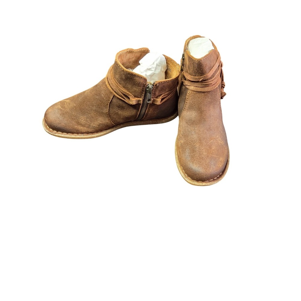 Born Tarklin Suede Leather Booties 7.5 / 8 Mismatched Tan Brown Zip Western Boho